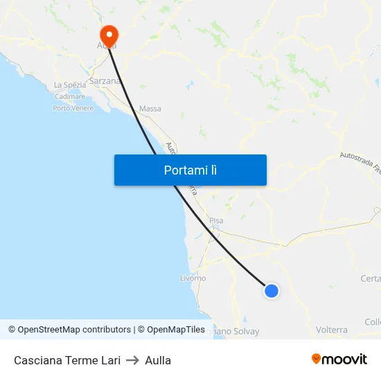 Casciana Terme Lari to Aulla map