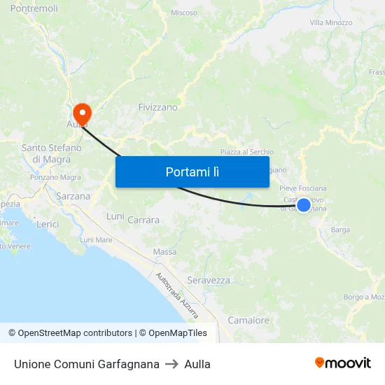 Unione Comuni Garfagnana to Aulla map