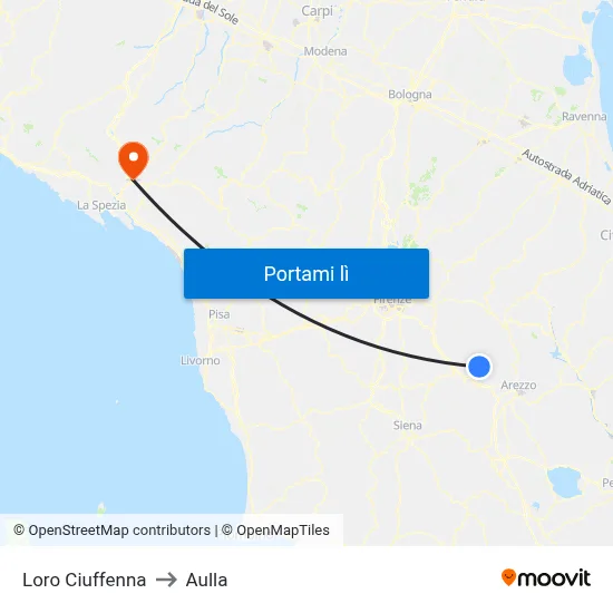 Loro Ciuffenna to Aulla map