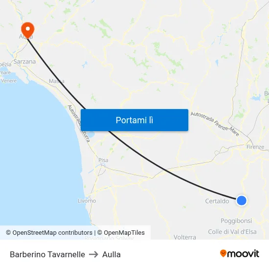 Barberino Tavarnelle to Aulla map
