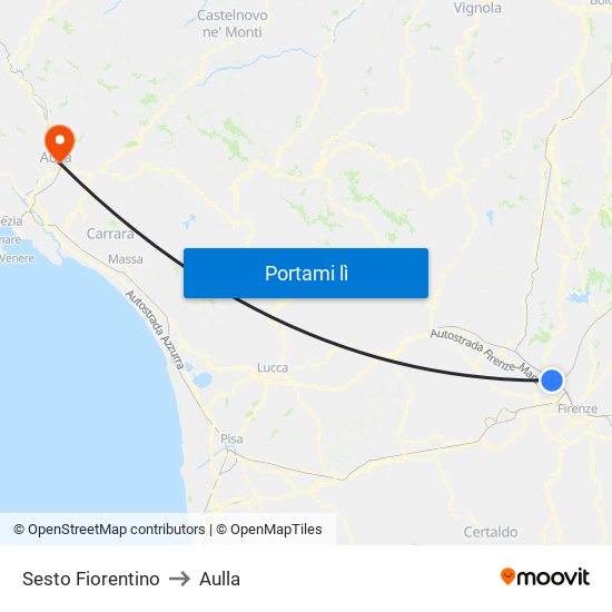 Sesto Fiorentino to Aulla map