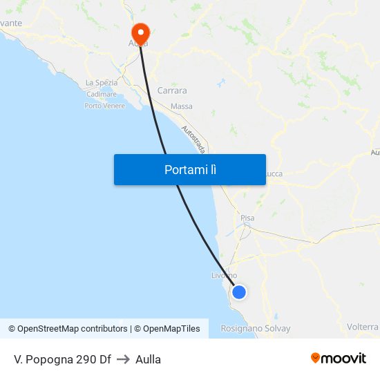 V. Popogna 290 Df to Aulla map