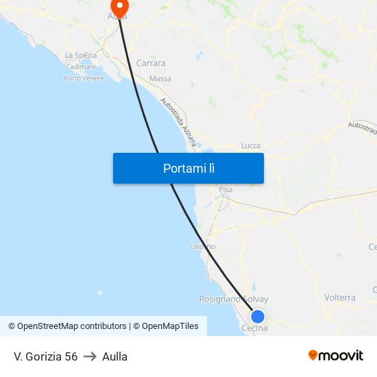 V. Gorizia 56 to Aulla map