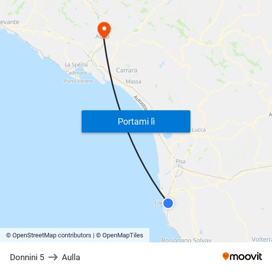 Donnini 5 to Aulla map