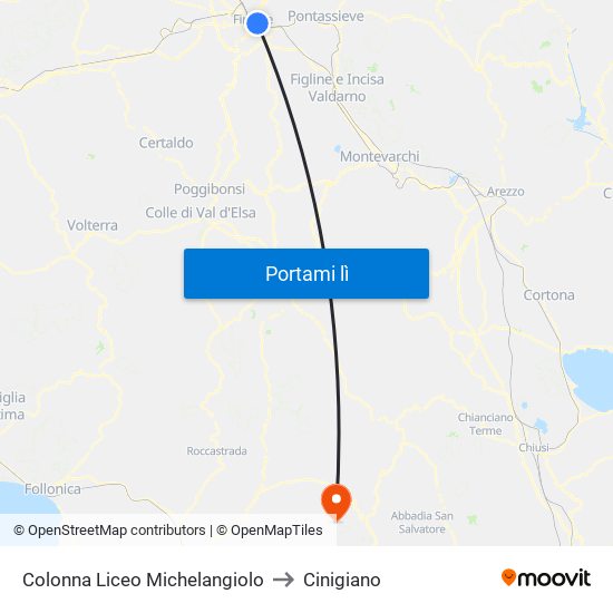 Colonna Liceo Michelangiolo to Cinigiano map