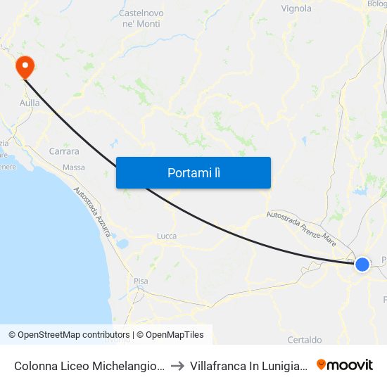 Colonna Liceo Michelangiolo to Villafranca In Lunigiana map