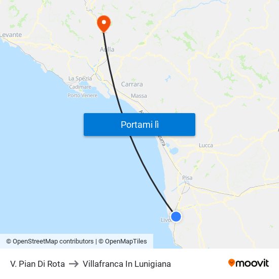 V. Pian Di Rota to Villafranca In Lunigiana map