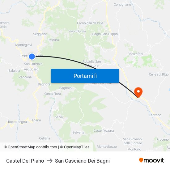 Castel Del Piano to San Casciano Dei Bagni map