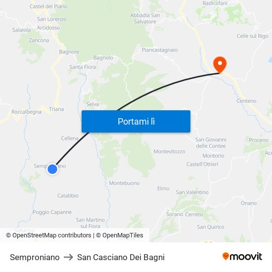 Semproniano to San Casciano Dei Bagni map