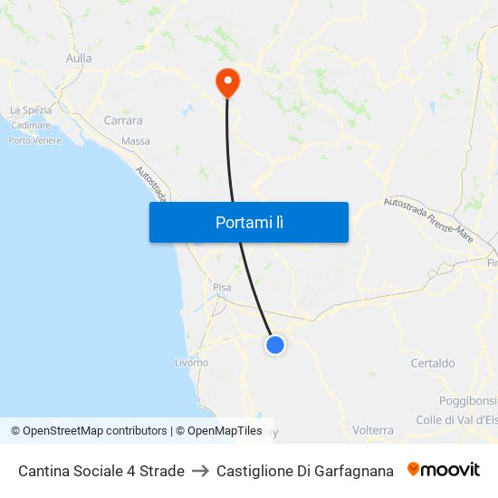 Cantina Sociale 4 Strade to Castiglione Di Garfagnana map