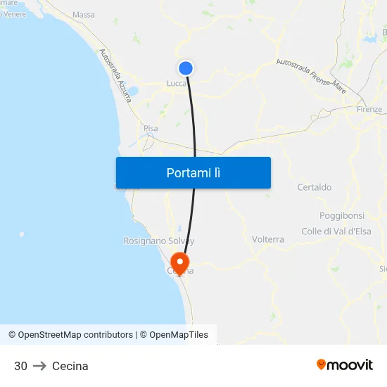 30 to Cecina map