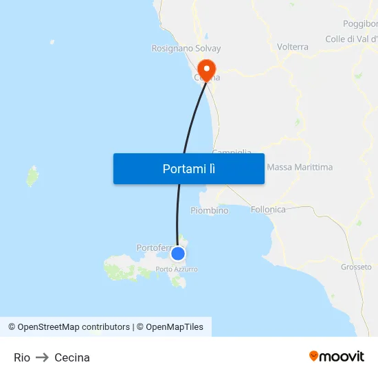 Rio to Cecina map