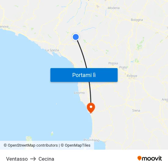 Ventasso to Cecina map