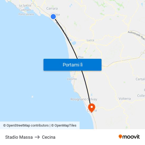 Stadio Massa to Cecina map