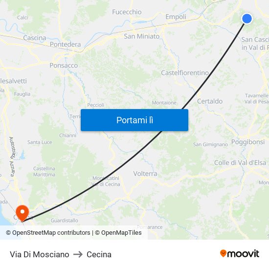 Via Di Mosciano to Cecina map