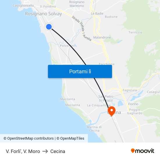 V. Forli',  V. Moro to Cecina map