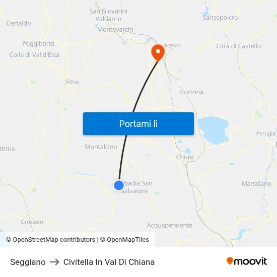 Seggiano to Civitella In Val Di Chiana map