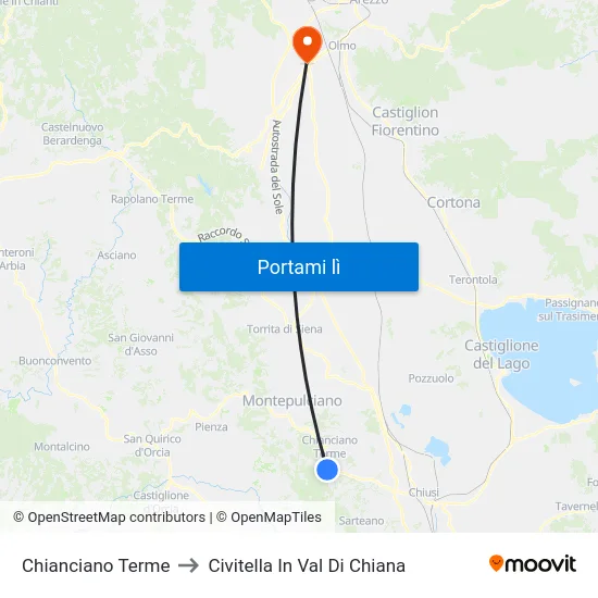 Chianciano Terme to Civitella In Val Di Chiana map