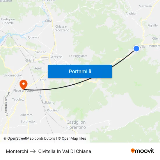 Monterchi to Civitella In Val Di Chiana map