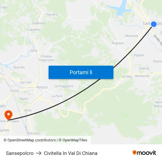 Sansepolcro to Civitella In Val Di Chiana map