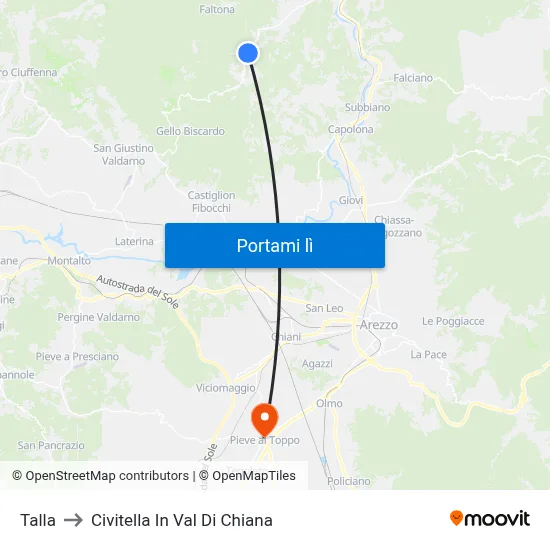 Talla to Civitella In Val Di Chiana map