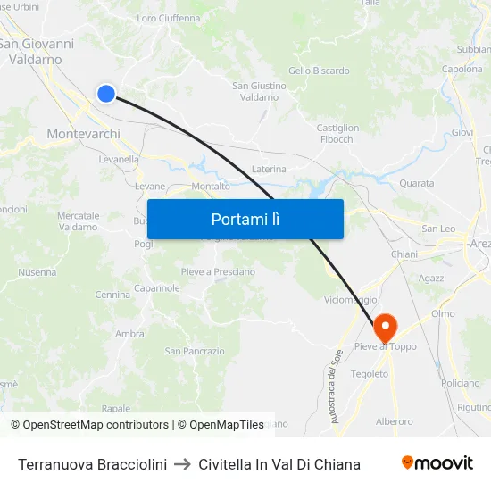 Terranuova Bracciolini to Civitella In Val Di Chiana map