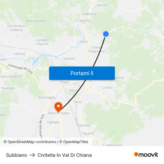 Subbiano to Civitella In Val Di Chiana map