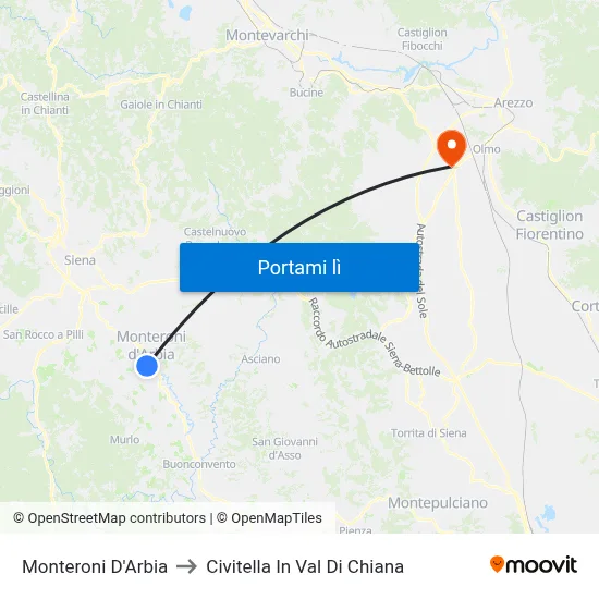 Monteroni D'Arbia to Civitella In Val Di Chiana map