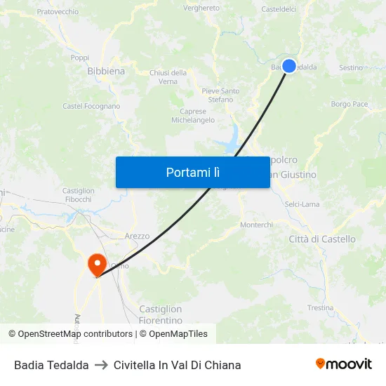 Badia Tedalda to Civitella In Val Di Chiana map