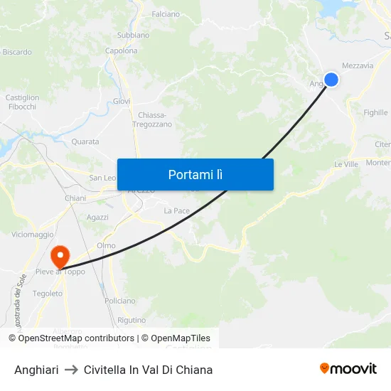 Anghiari to Civitella In Val Di Chiana map