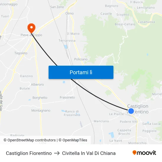 Castiglion Fiorentino to Civitella In Val Di Chiana map