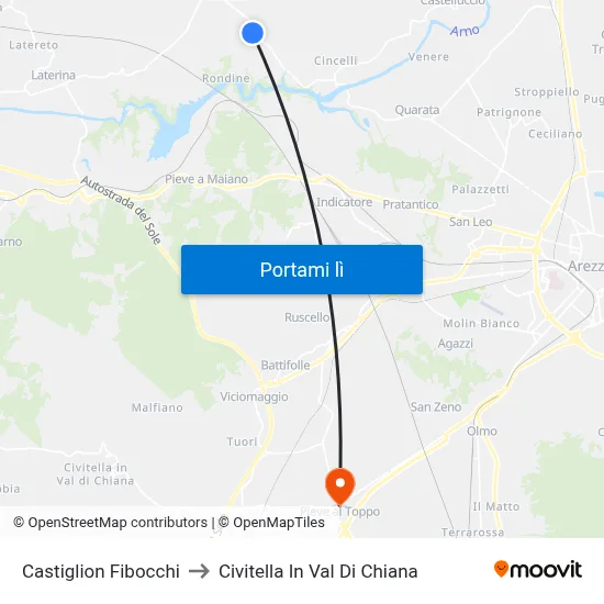 Castiglion Fibocchi to Civitella In Val Di Chiana map