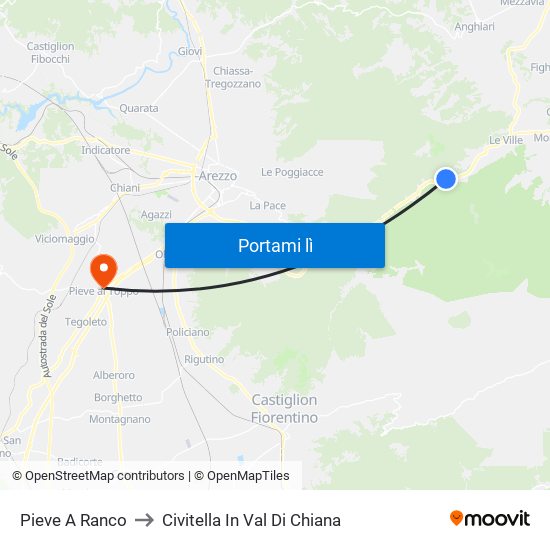 Pieve A Ranco to Civitella In Val Di Chiana map