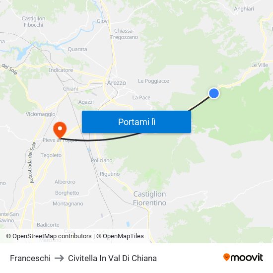 Franceschi to Civitella In Val Di Chiana map