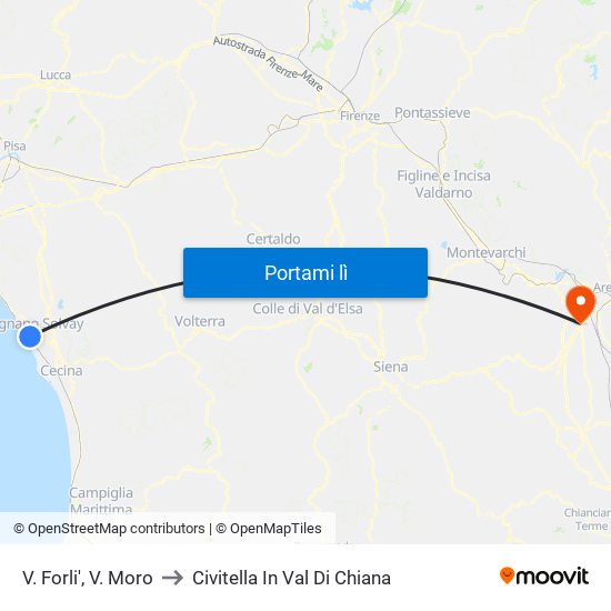 V. Forli',  V. Moro to Civitella In Val Di Chiana map