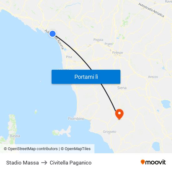 Stadio Massa to Civitella Paganico map