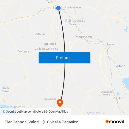Pier Capponi Valori to Civitella Paganico map