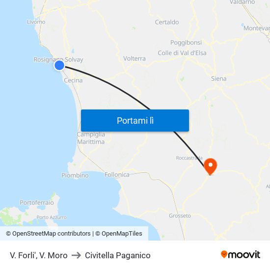 V. Forli',  V. Moro to Civitella Paganico map