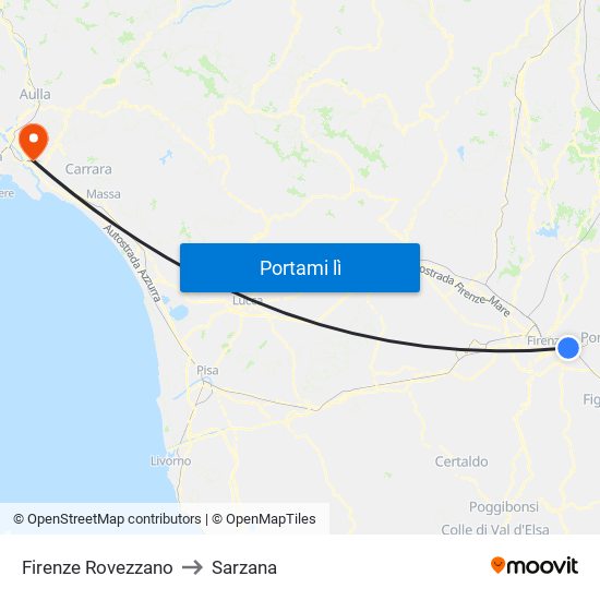 Firenze Rovezzano to Sarzana map
