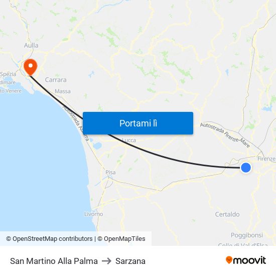 San Martino Alla Palma to Sarzana map