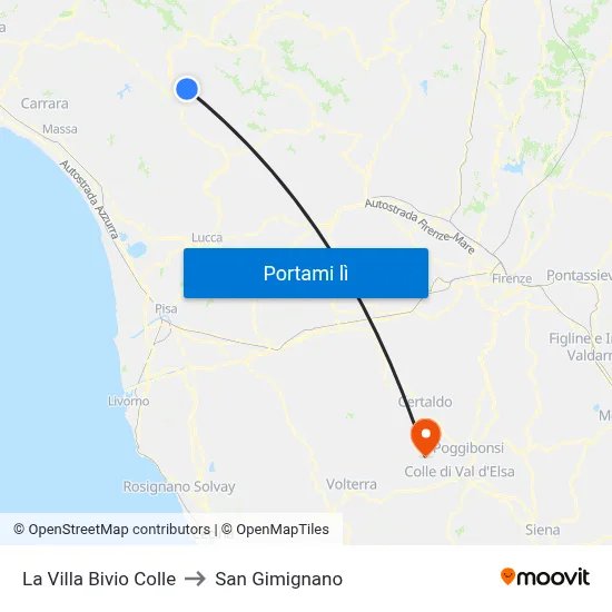 La Villa Bivio Colle to San Gimignano map