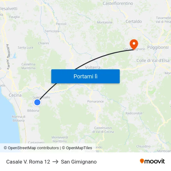 Casale V. Roma 12 to San Gimignano map