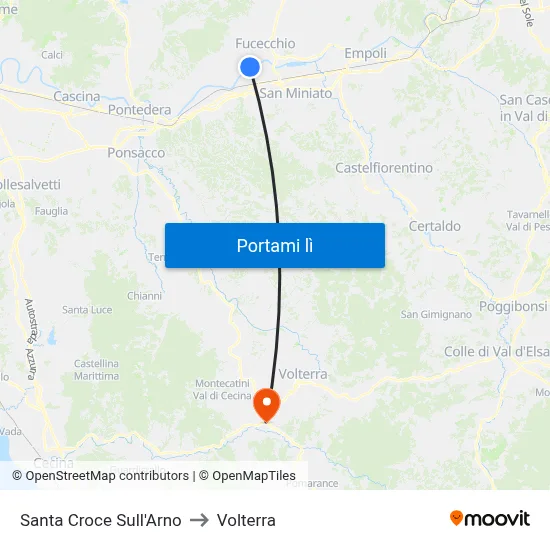 Santa Croce Sull'Arno to Volterra map
