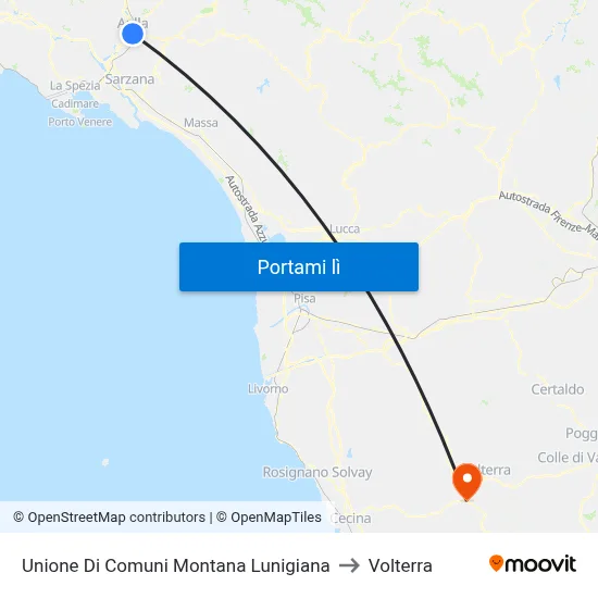 Unione Di Comuni Montana Lunigiana to Volterra map