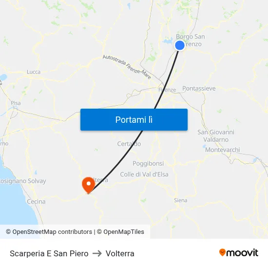 Scarperia E San Piero to Volterra map