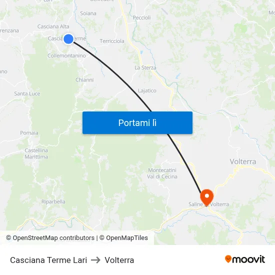 Casciana Terme Lari to Volterra map