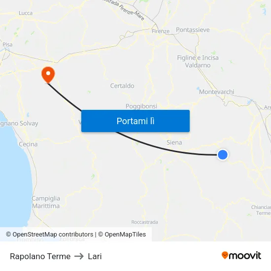 Rapolano Terme to Lari map