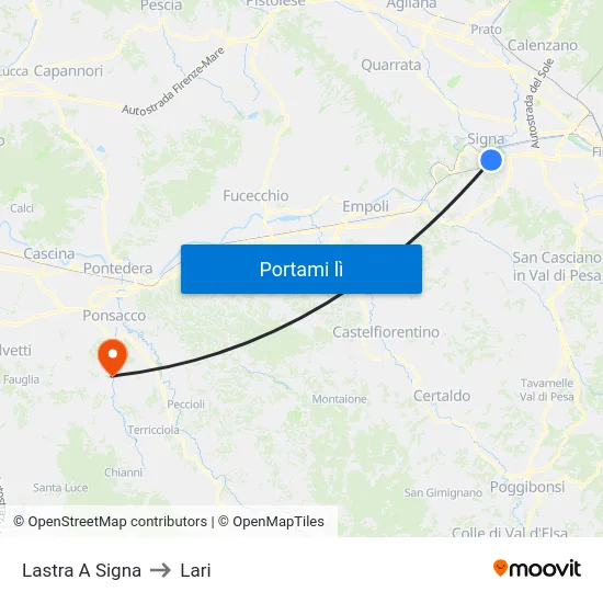 Lastra A Signa to Lari map