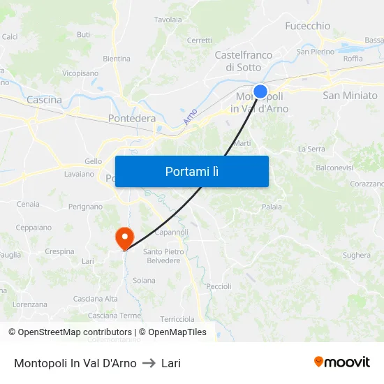 Montopoli In Val D'Arno to Lari map