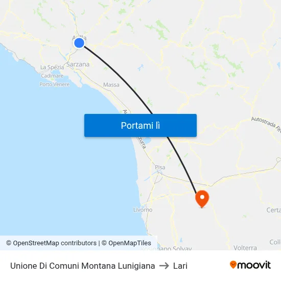 Unione Di Comuni Montana Lunigiana to Lari map